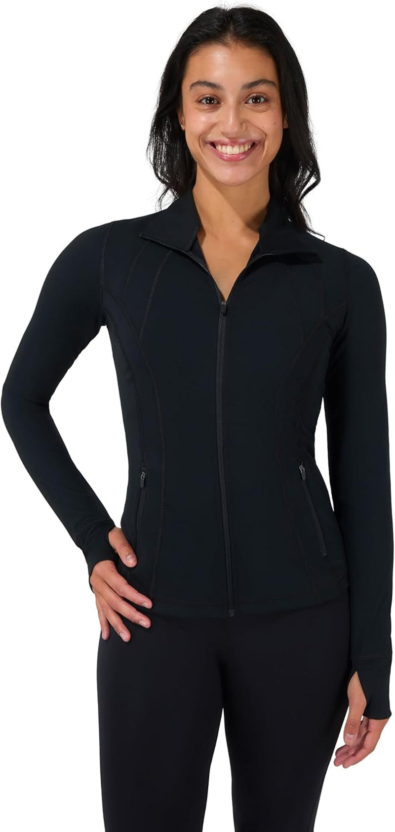 Full Zip Running Track Jacket Lightweight Athletic Slim Fit Jacket with Thumbholes